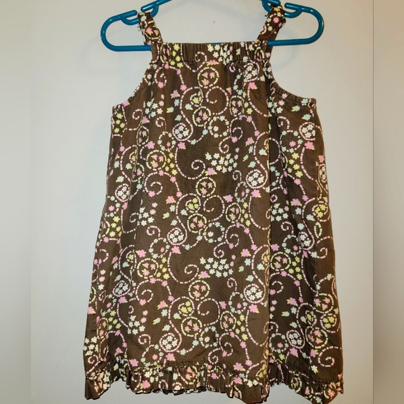 🌸 Vintage Gymboree Outlet Brown Floral Bow Strap Button Front Sundress 4T - Picture 4 of 7